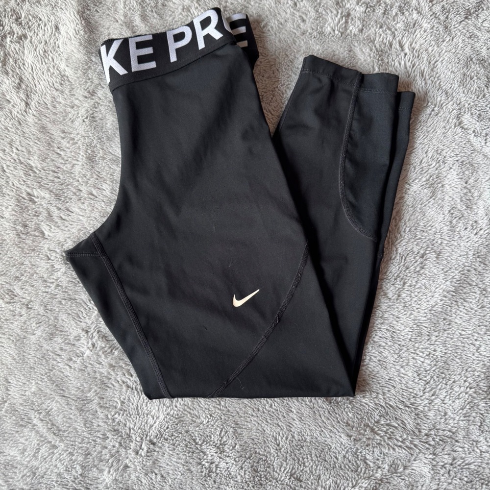 Nike Pro Womens Black Mesh Panel Training Leggings Tights AO9972-010 Size M